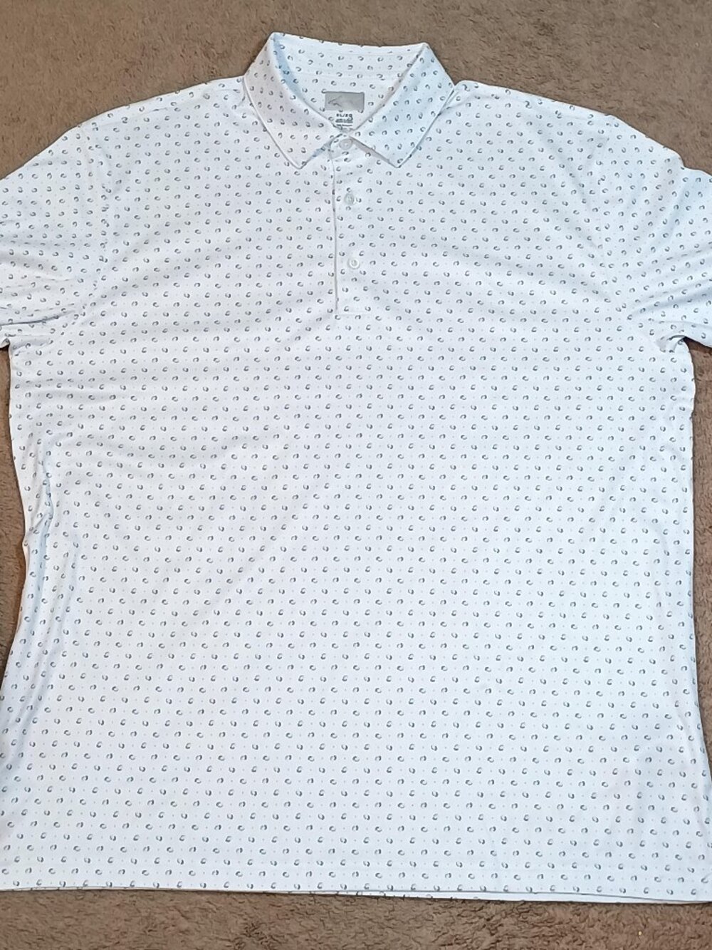 Greg Norman ML75/Golf Polo Shirt/Mens XL/White Geometric/Performance Preppy Golf